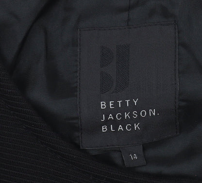 Betty Jackson Black Women's Black Size 14 Short Sleeve Double-Breasted Blazer