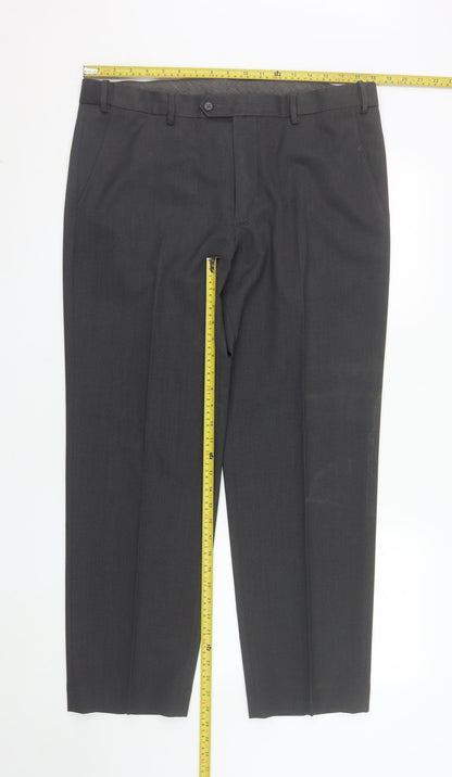 Marks and Spencer Men's Grey Regular Fit Dress Trousers 36W 29L