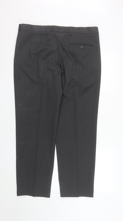 Marks and Spencer Men's Grey Regular Fit Dress Trousers 36W 29L