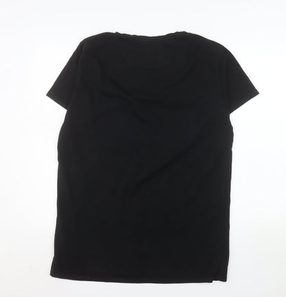 SikSilk Men’s Black Slim Fit Graphic Logo Cotton T-Shirt Size L