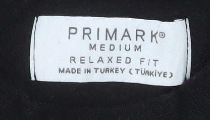 Primark Men's Black Floral Graphic Relaxed Fit T-Shirt Size M