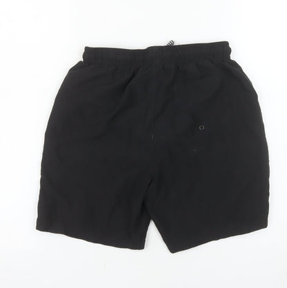 F&F Boys Black 11-12 Years Swim Shorts Drawstring Elastic Waist Polyester