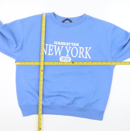 Dunnes Stores Women's Blue Small Crew Neck Manhattan New York Sweatshirt