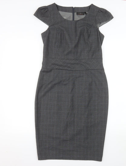 New Look Women’s Grey Check Sheath Work Dress Size 10