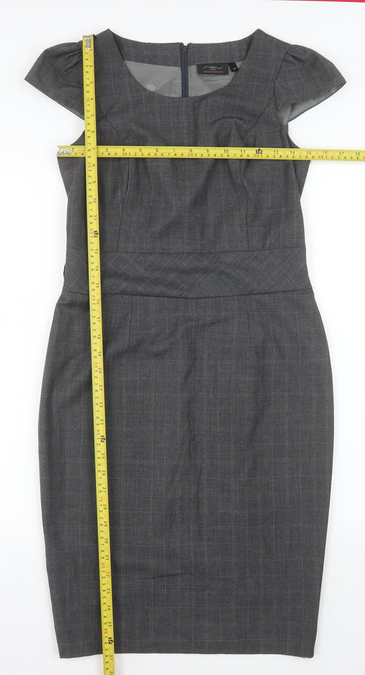 New Look Women’s Grey Check Sheath Work Dress Size 10