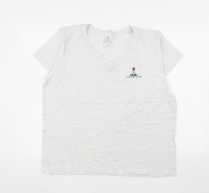 Cuffy's Women's Grey Relaxed Fit V-Neck Cape Cod Cotton T-Shirt Size L