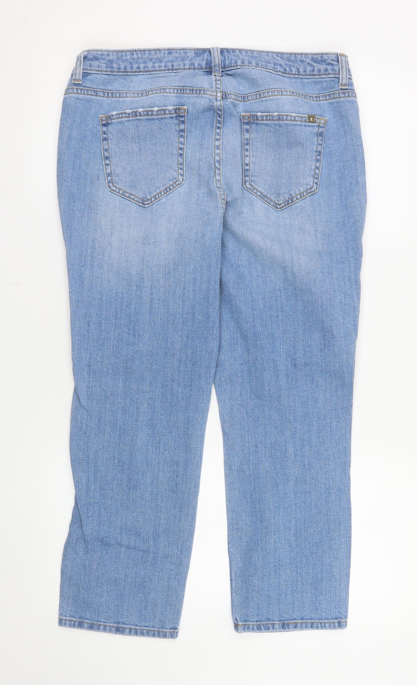 Jennifer Lopez Womens Blue Capri Jeans Size 12 Distressed Denim