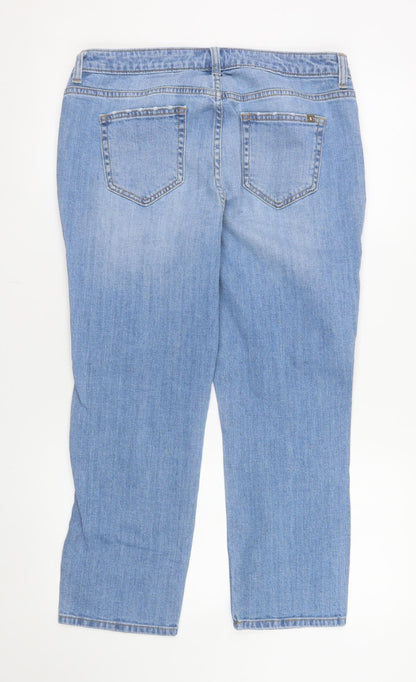 Jennifer Lopez Womens Blue Capri Jeans Size 12 Distressed Denim