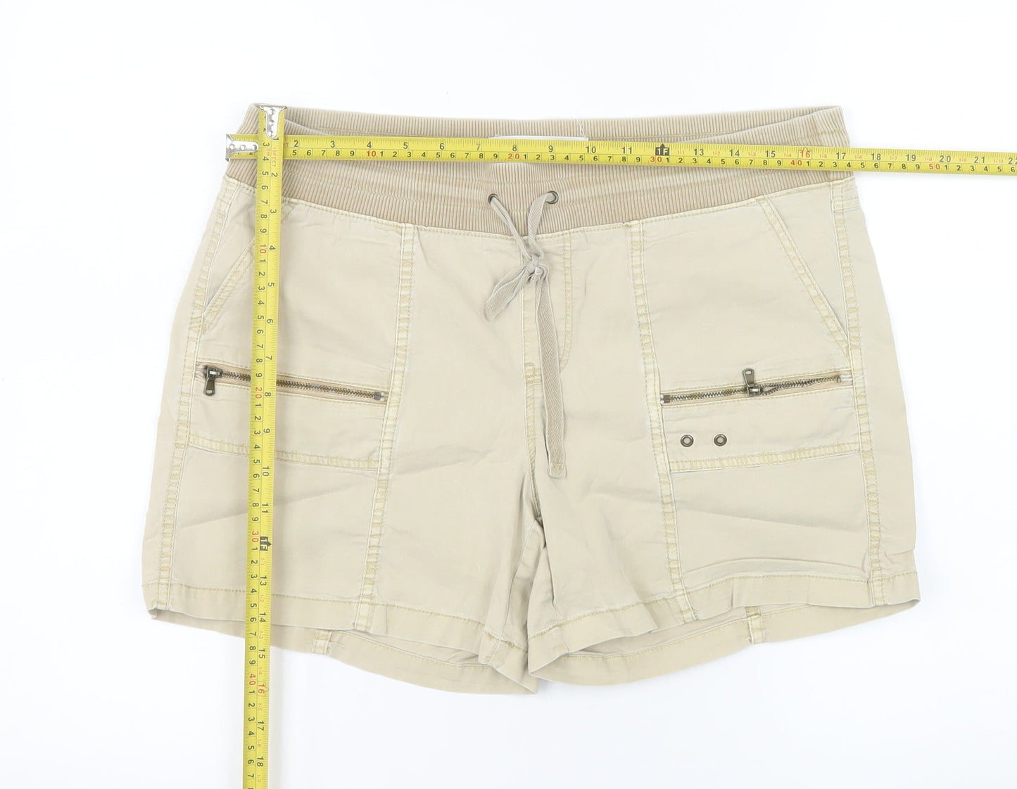 Sonoma Women Beige Cargo Shorts Size 12 Cotton Blend Drawstring Waist