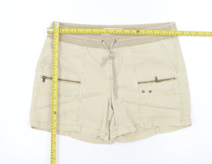 Sonoma Women Beige Cargo Shorts Size 12 Cotton Blend Drawstring Waist