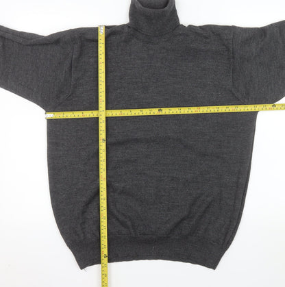 Creativity Men’s Grey Roll Neck Wool Blend Pullover Jumper L