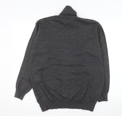 Creativity Men’s Grey Roll Neck Wool Blend Pullover Jumper L
