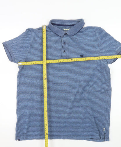 Wrangler Men's Blue Striped Cotton Stretch Polo Shirt XL