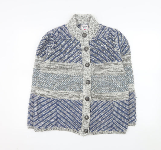 Country Rose Women's Blue Geometric Chunky Knit Cardigan M