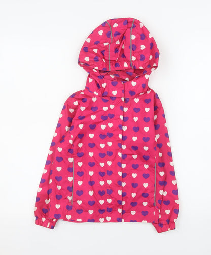 Avenue Girls Pink Heart Print Hooded Rain Coat 5-6 Years Water Resistant