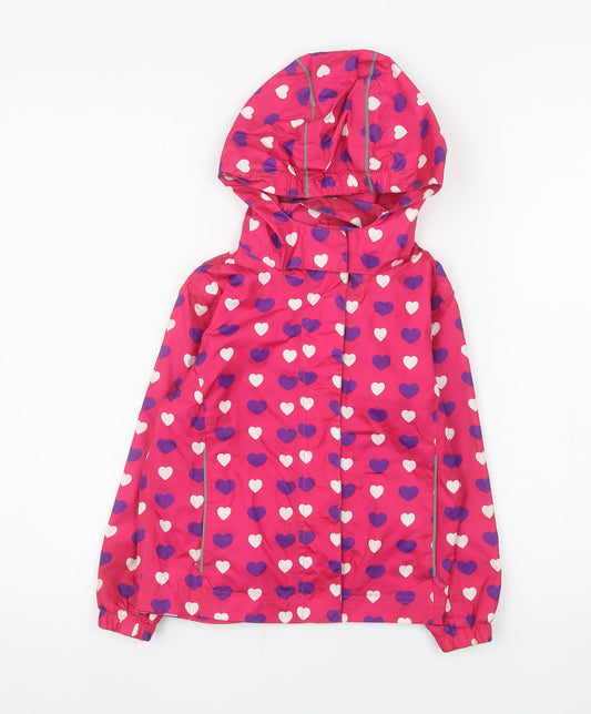 Avenue Girls Pink Heart Print Hooded Rain Coat 5-6 Years Water Resistant