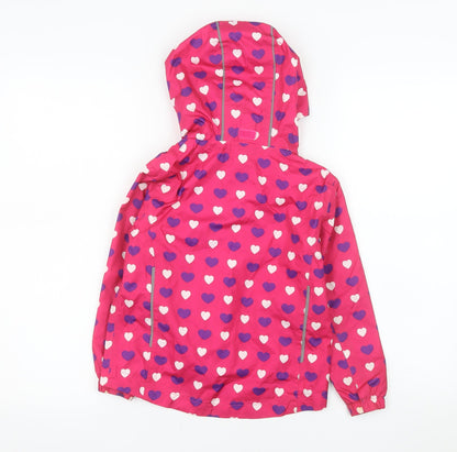 Avenue Girls Pink Heart Print Hooded Rain Coat 5-6 Years Water Resistant