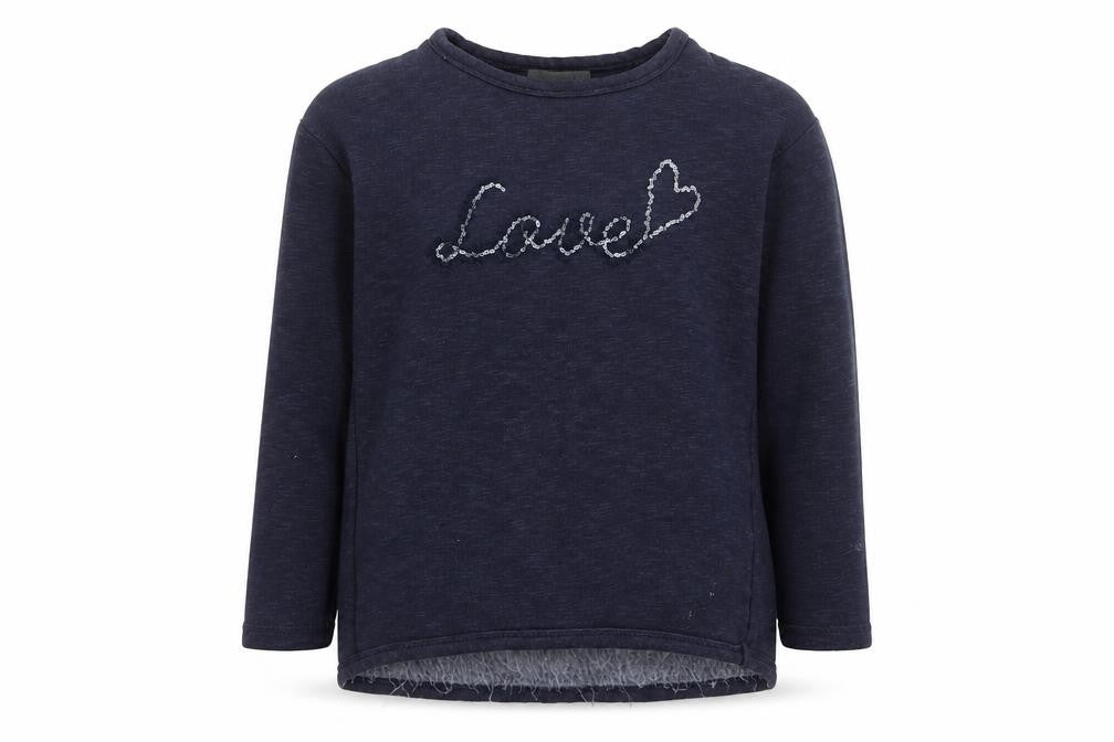 Zara Girls Navy Blue Sequin Love Pullover Sweatshirt Size 9-10 Years