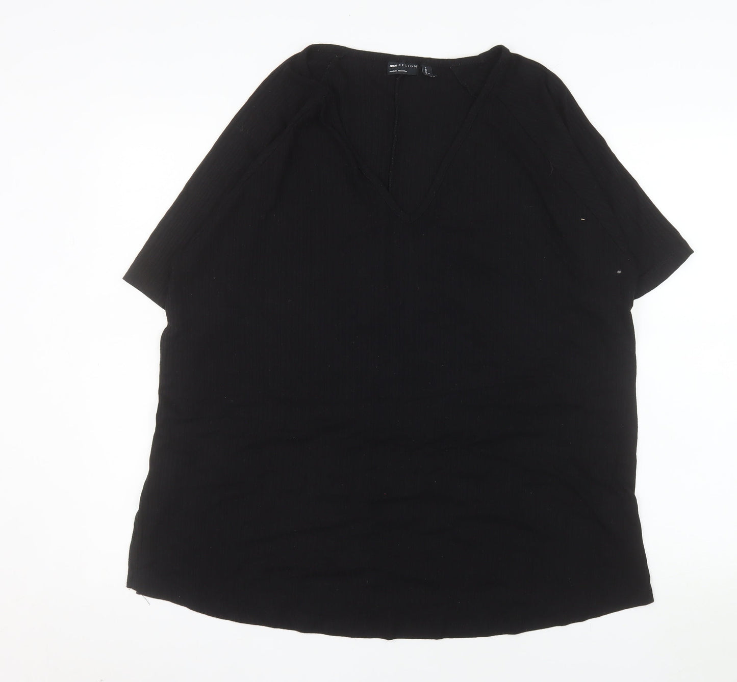 ASOS Women’s Black Cotton V-Neck Short Sleeve Tall Blouse UK 10