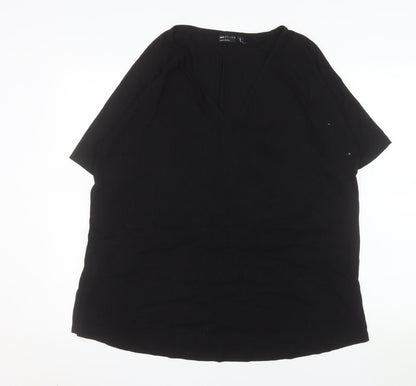 ASOS Women’s Black Cotton V-Neck Short Sleeve Tall Blouse UK 10