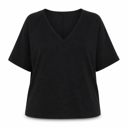 ASOS Women’s Black Cotton V-Neck Short Sleeve Tall Blouse UK 10