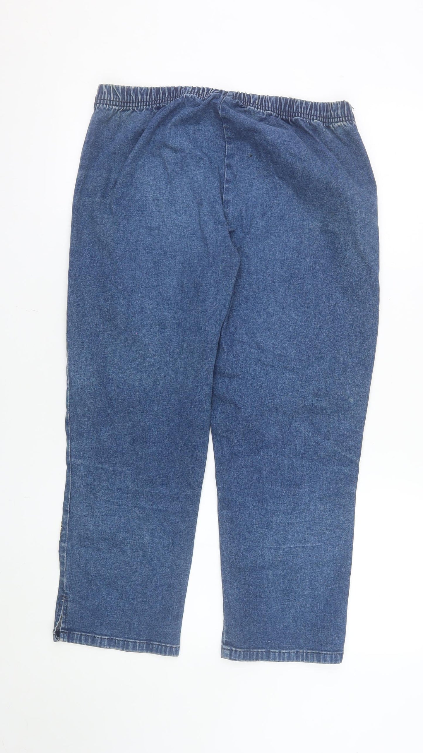 East Coast Women Blue Cropped Floral Embroidered Denim Jeans Size 20