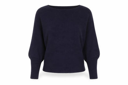 Principles Petite Women's Blue Boat Neck Long Sleeve Cotton Jumper Size 6