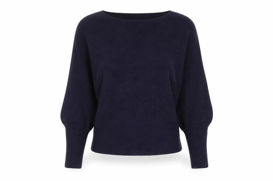 Principles Petite Women's Blue Boat Neck Long Sleeve Cotton Jumper Size 6