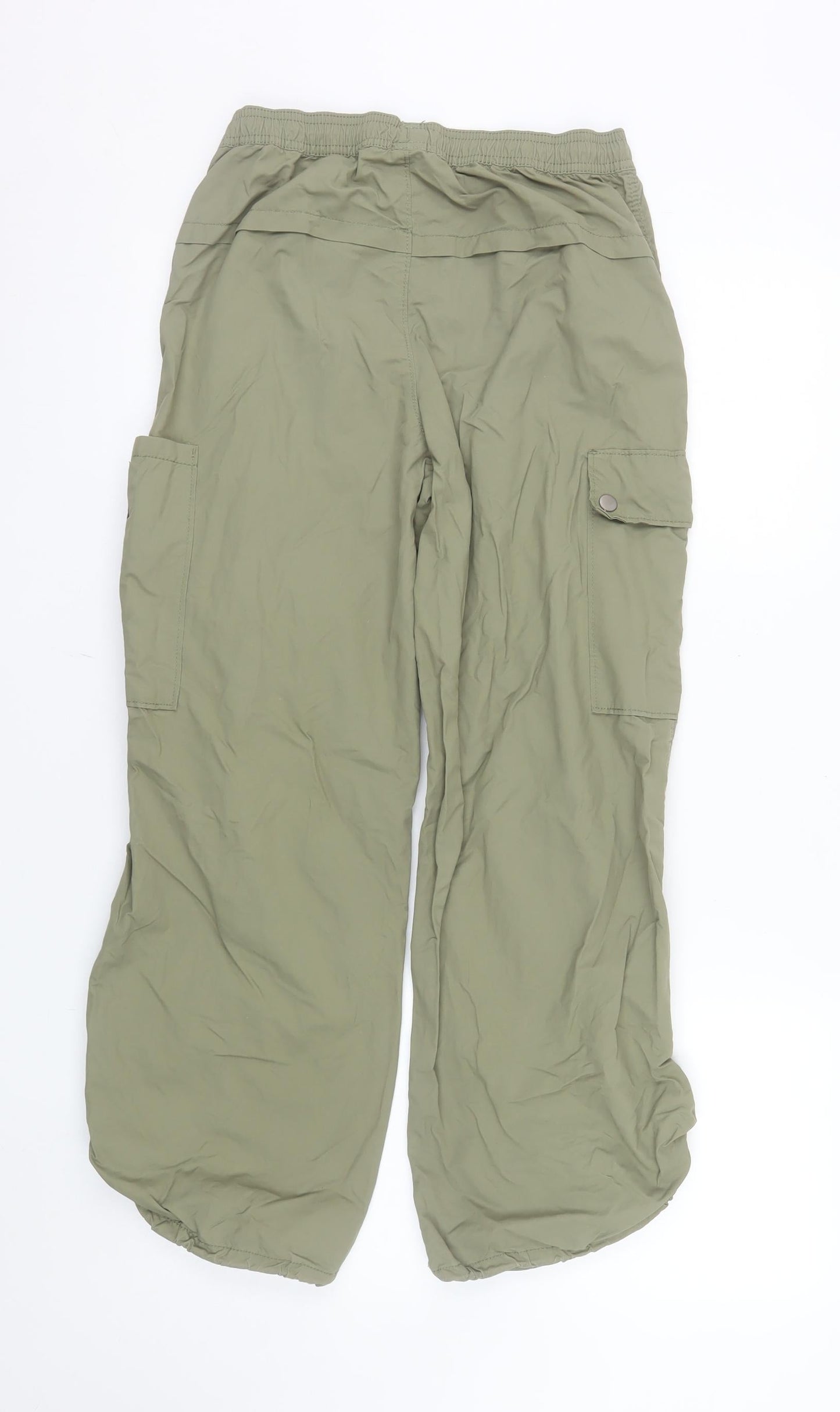 H&M Girls Green Cargo Trousers 11-12 Years Elastic Waist Lightweight