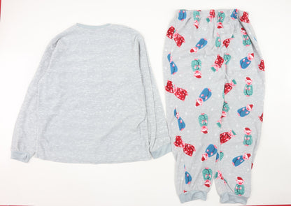 Christmas Family Pyjamas Women's Grey XL Fleece Long Sleeve Winter Set