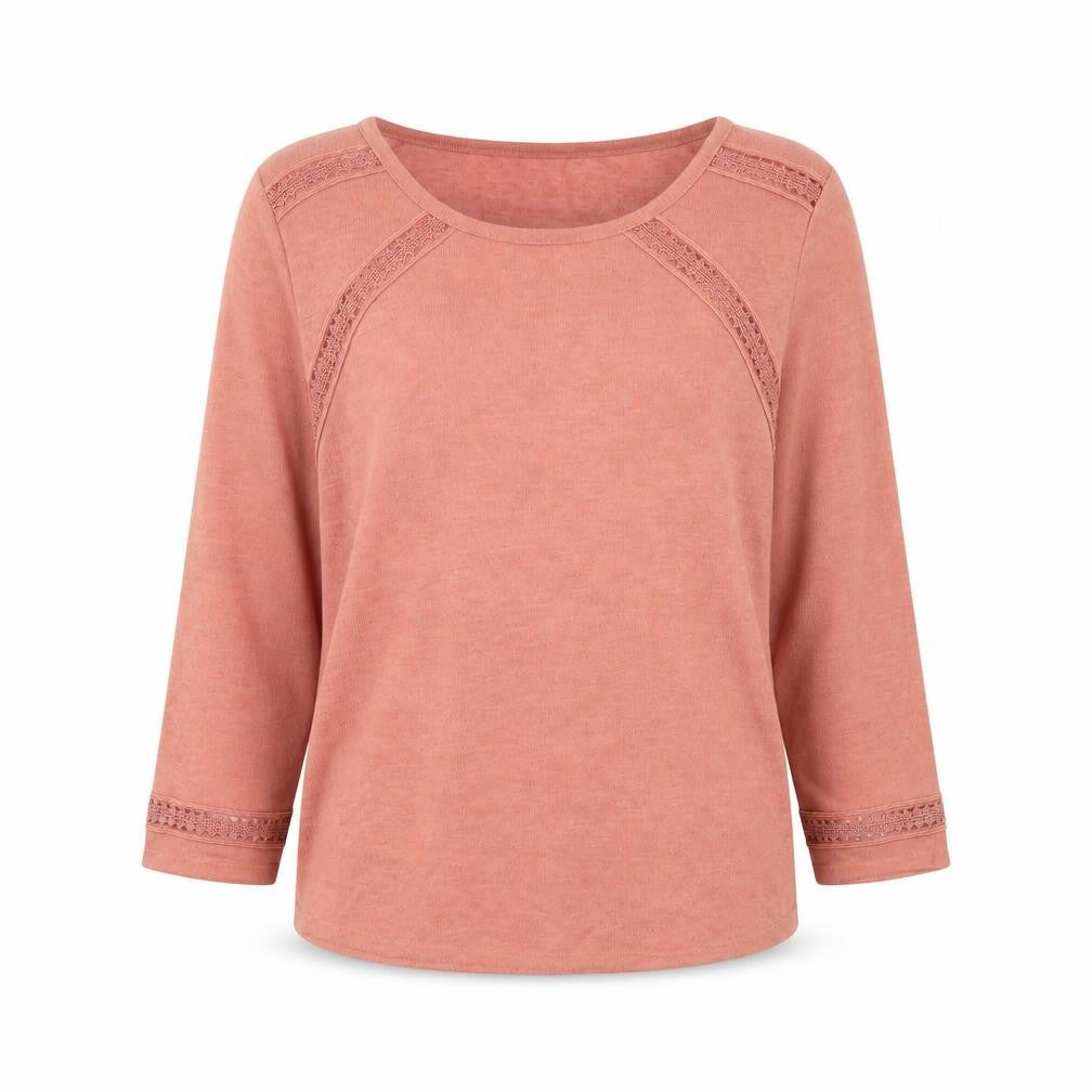F&F Women’s Pink Crochet Detail 3/4 Sleeve Pullover Jumper Size 12