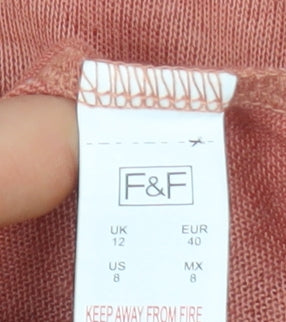 F&F Women’s Pink Crochet Detail 3/4 Sleeve Pullover Jumper Size 12