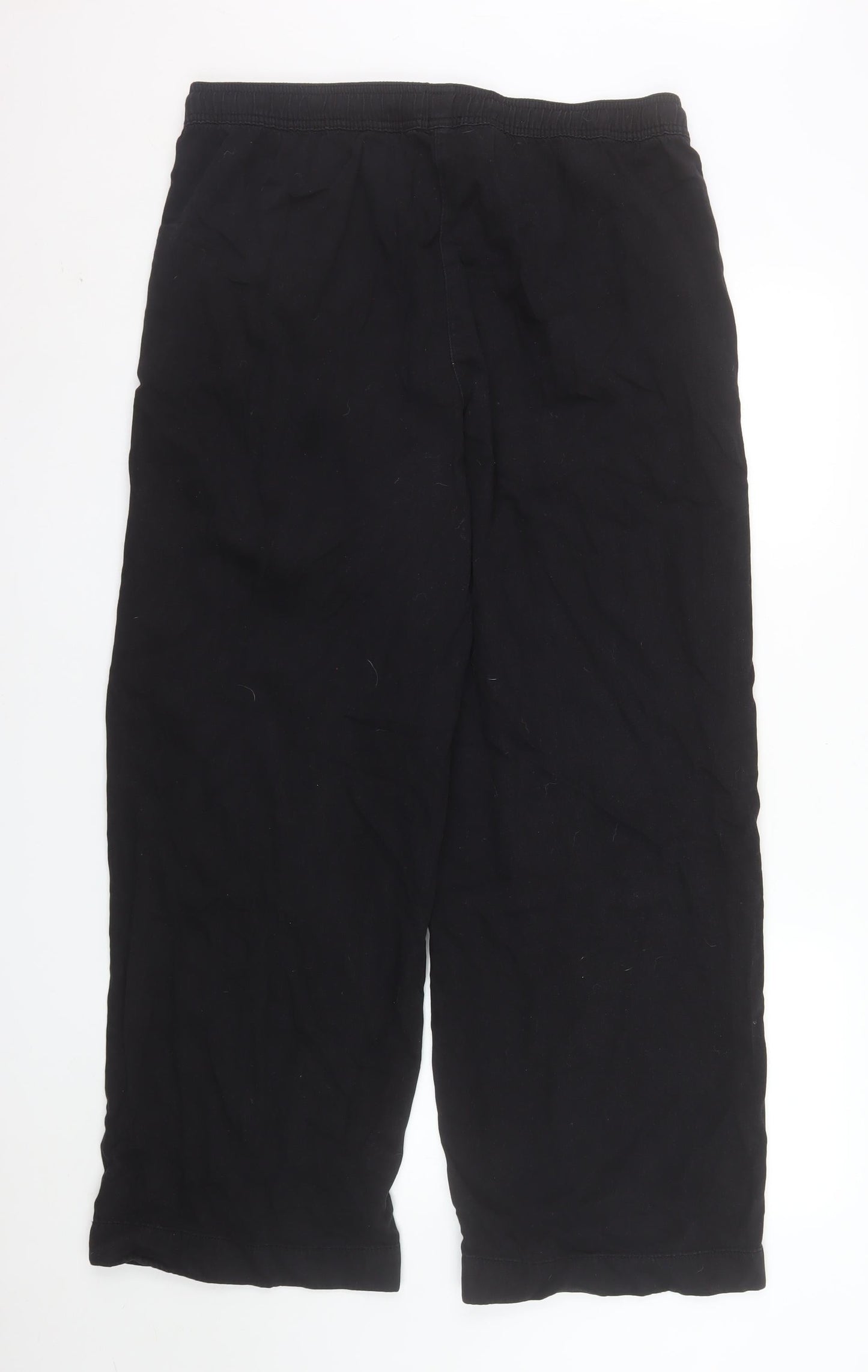 New Look Women Black Cropped Denim Cotton Drawstring Trousers Size 16