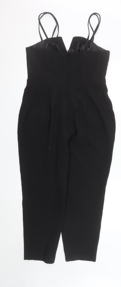 Miss Selfridge Petites Black Lace V-Neck Jumpsuit UK 12 Petite