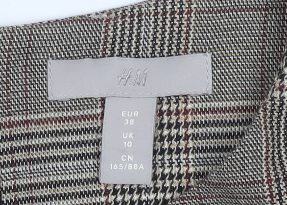 H&M Women Grey Check Sheath Knee Length Work Dress UK 10