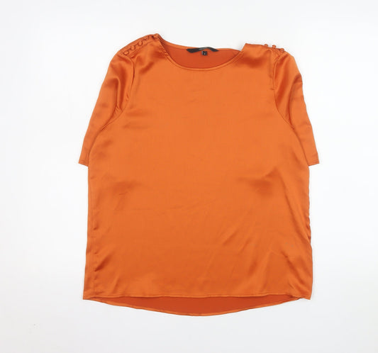 Vero Moda Women’s Orange Short Sleeve Satin Blouse Size S
