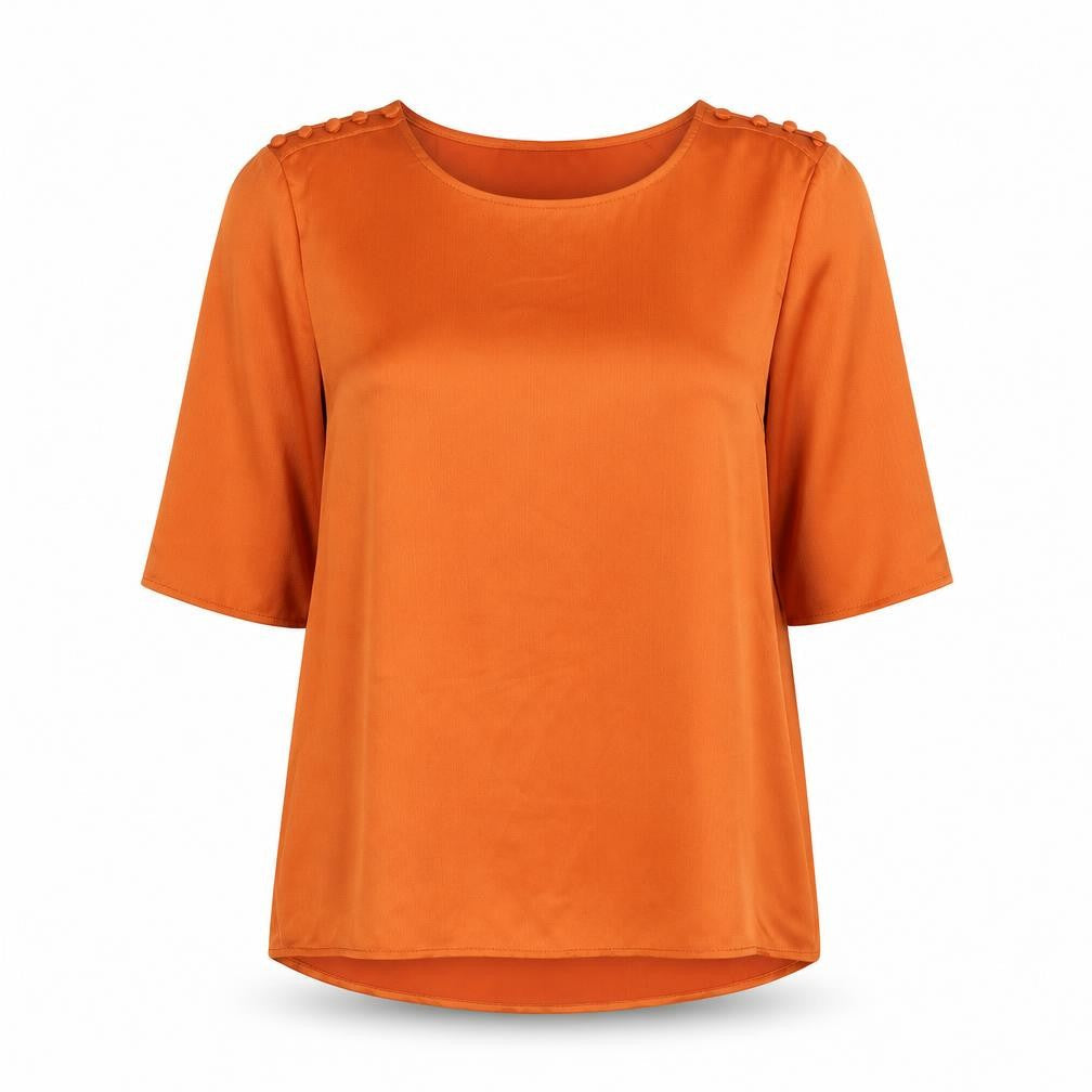 Vero Moda Women’s Orange Short Sleeve Satin Blouse Size S