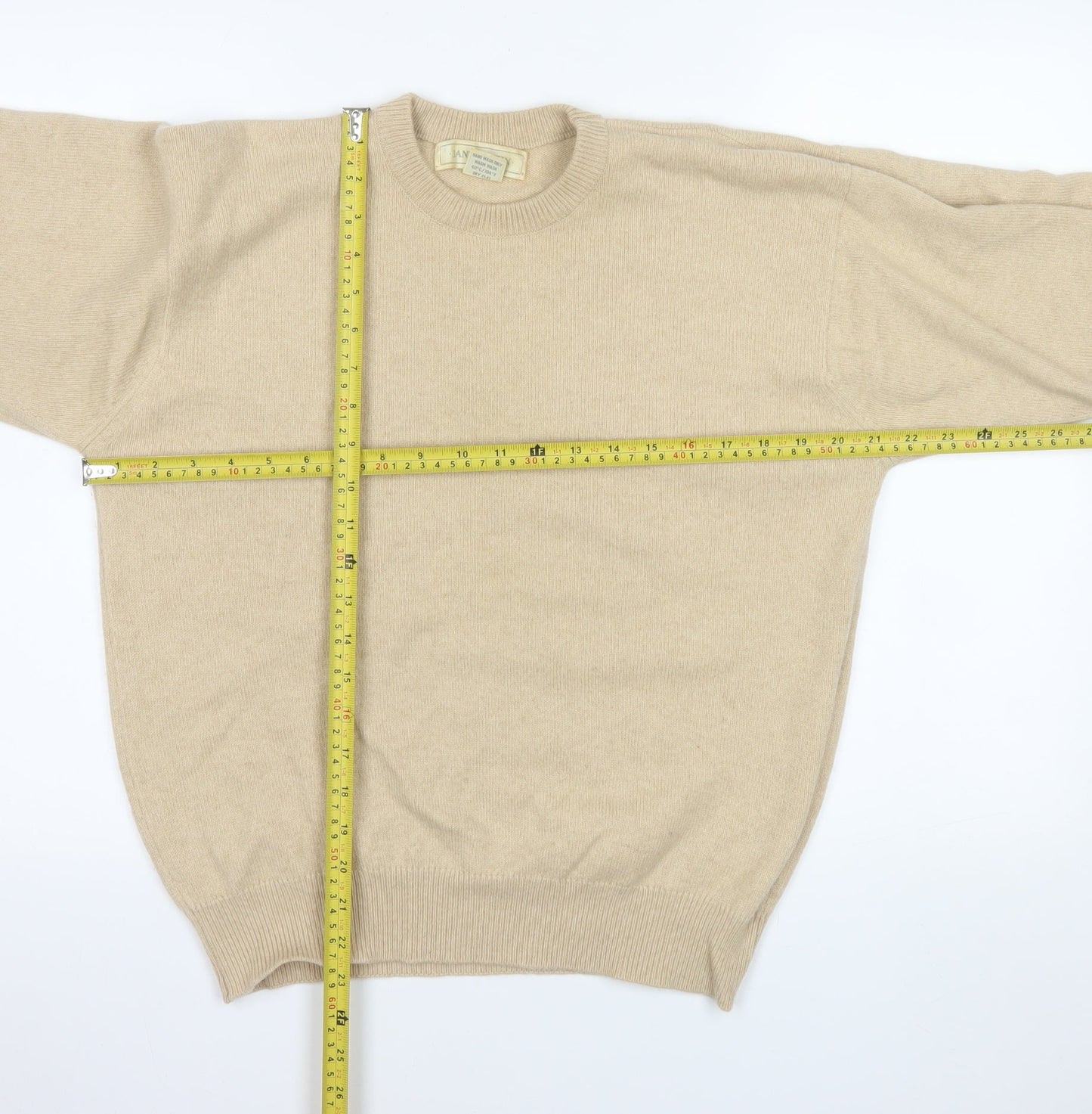 Jane Justin Women's Beige 100% Cashmere Crew Neck Jumper L