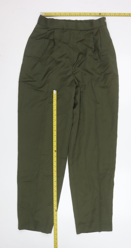 David Brooks Womens Green Pleated High Rise Tapered Trousers Size 12