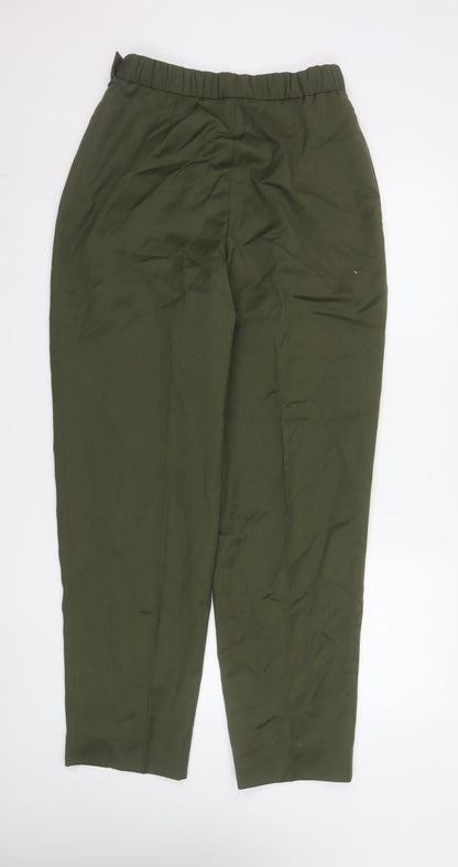 David Brooks Womens Green Pleated High Rise Tapered Trousers Size 12