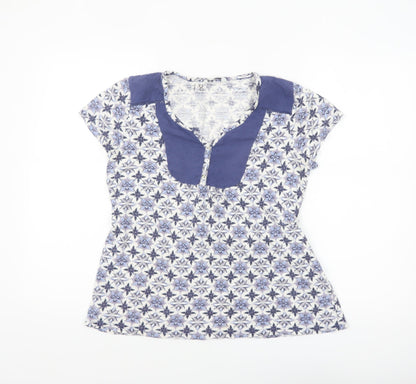 BHS Women Blue Floral Petite Tunic Blouse Size 12