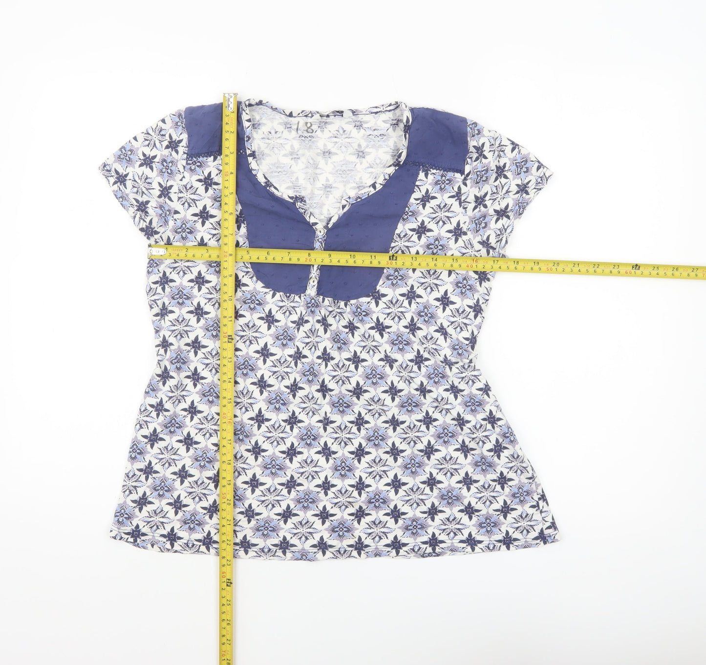 BHS Women Blue Floral Petite Tunic Blouse Size 12