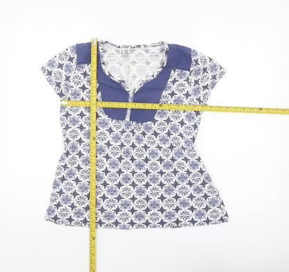 BHS Women Blue Floral Petite Tunic Blouse Size 12