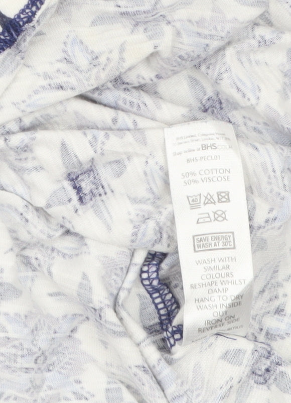 BHS Women Blue Floral Petite Tunic Blouse Size 12