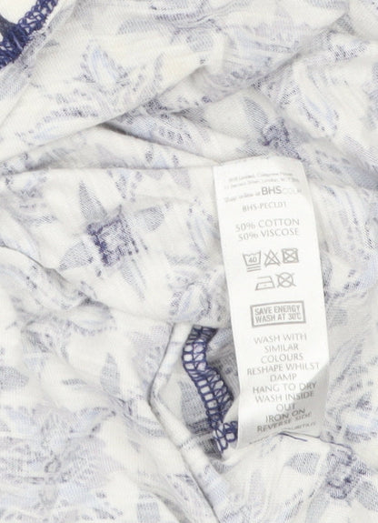 BHS Women Blue Floral Petite Tunic Blouse Size 12