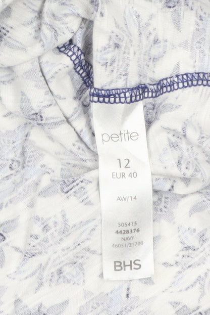 BHS Women Blue Floral Petite Tunic Blouse Size 12