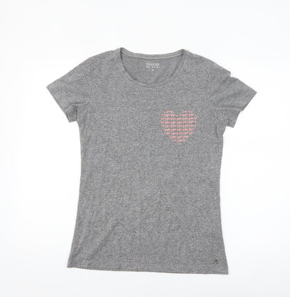 Manuka Women's Grey Crew Neck Heart Print T-Shirt UK 12