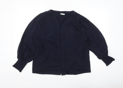 Next Women’s Navy Blue Viscose Long Sleeve Button Blouse Size 14