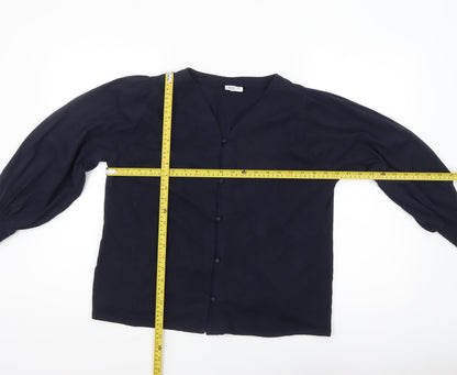 Next Women’s Navy Blue Viscose Long Sleeve Button Blouse Size 14