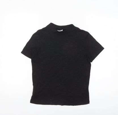 Oliver Bonas Women's Black Cotton Mock Neck T-Shirt Size 8
